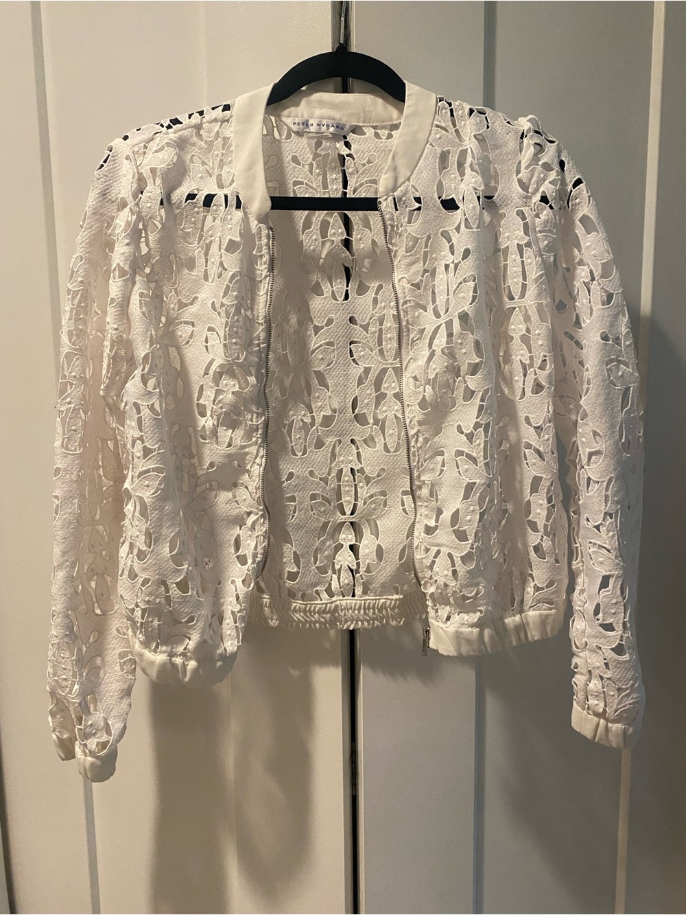 Peter Nygard White Lace Bomber Jacket